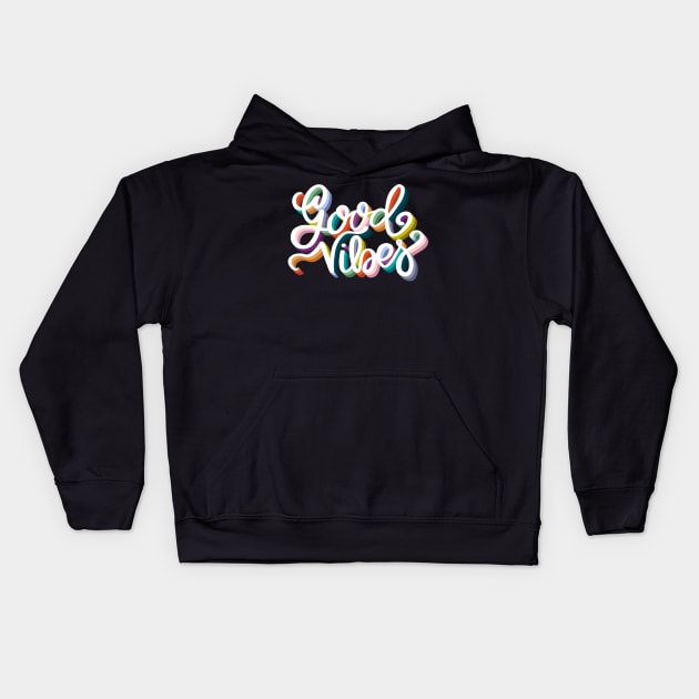 Good Vibes Lettering Kids Hoodie by Adria Adams Co.